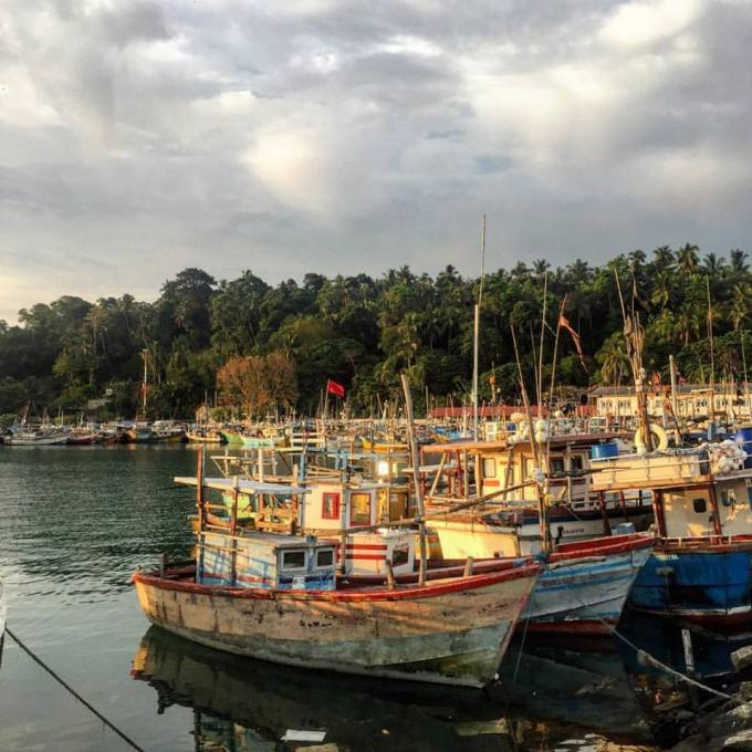 Fishing boats in Mirissa Harbour