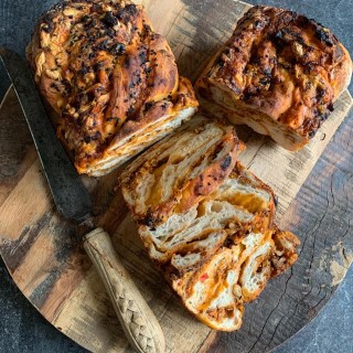 Cheese, Red Pepper Pesto & Walnut Babka