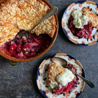 Eve's Pudding with Blackberries & Apples