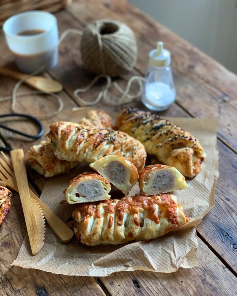 Easy Cheesy Puff Pastry Sausage Rolls