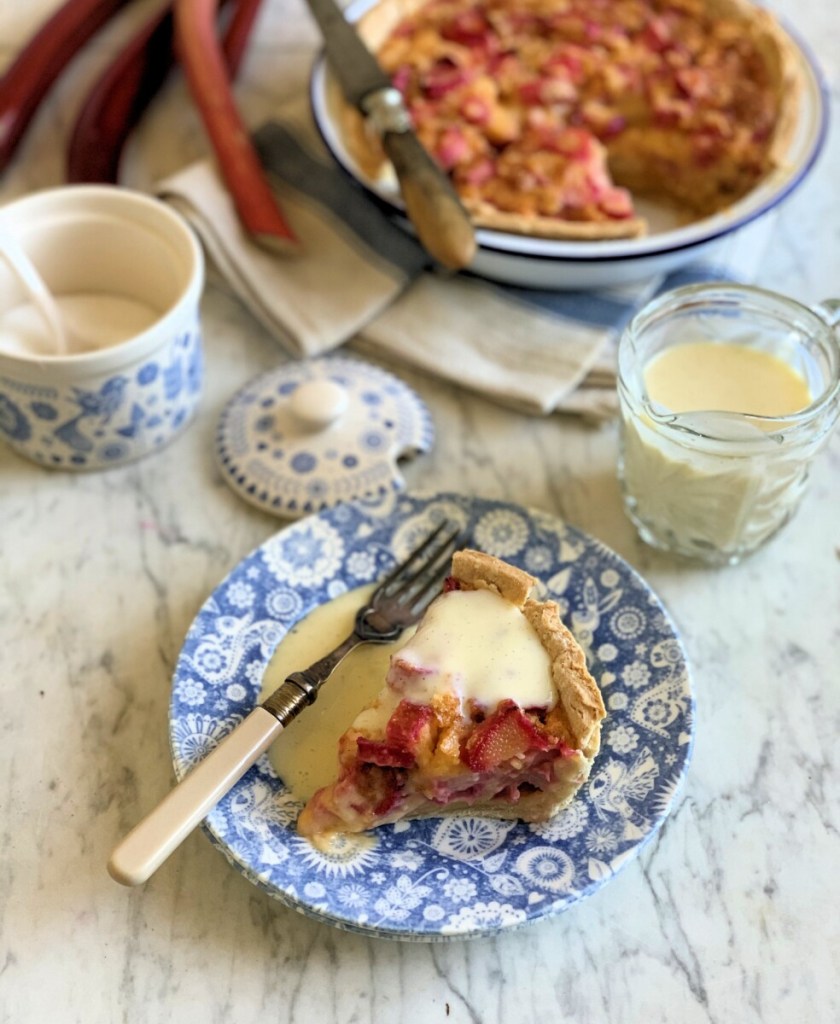 Serve the pie in slices once it has cooled, with cream, custard or ice cream. 