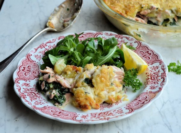 Salmon & Vegetable Cheesy Bake