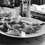 Fish and Chips in Black and White