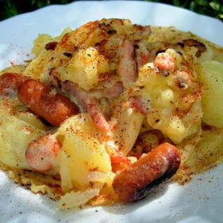 Bacon, Sausage and Potato Raclette