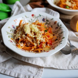 Butternut Squash Spaghetti with Peppers, Shallots and Pine Nuts