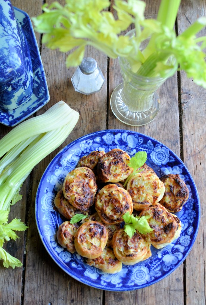 Christmas Party Canapés! Cheese and Celery Pinwheels (Whirls)