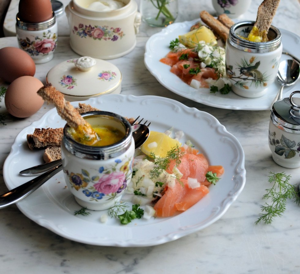 Coddled Eggs with Smoked Salmon & Dill