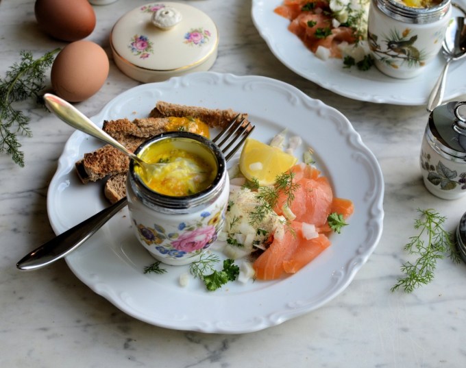 Coddled Eggs with Smoked Salmon & Dill