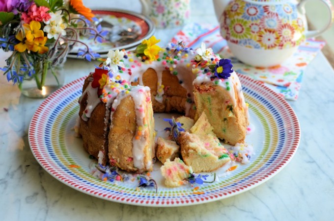 Confetti Funfetti Chiffon Cake for Easter Sunday Tea