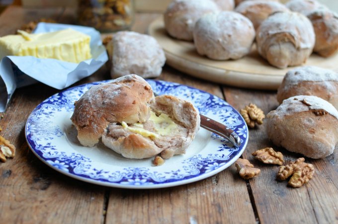 From The Lavender and Lovage Bakery: Country Style Walnut Bread Rolls