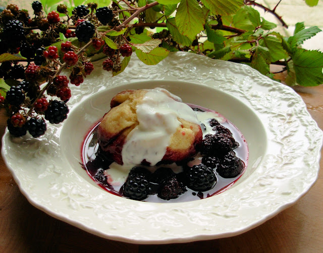 devil's spit day dumplings with blackberries