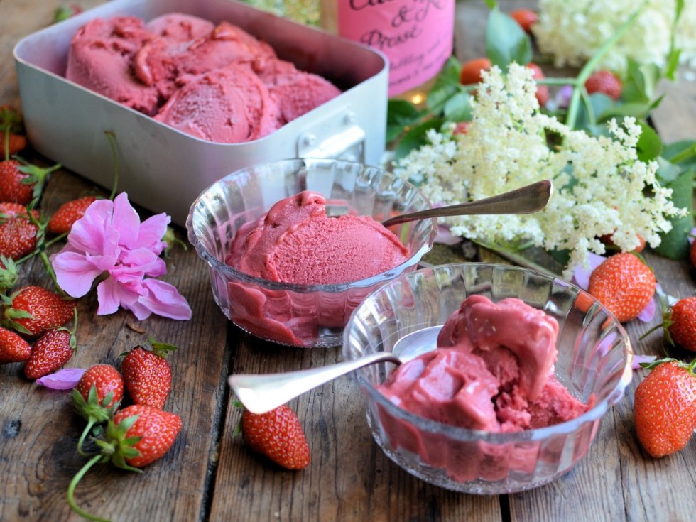 Elderflower, Rose and Strawberry Sorbet