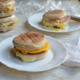 Freezer Breakfast Sandwiches with Ham, Eggs and Cheese