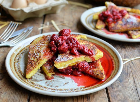 French Toast and Vanilla Raspberry Compote