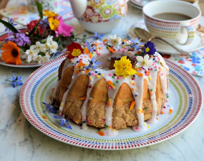 Confetti "Funfetti" Chiffon Cake for Easter Sunday Tea - This delightful rainbow speckled cake looks bright and cheerful, is fun and tastes delicious!