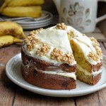 Iced Buttercream Banana Bread Cake with Walnuts