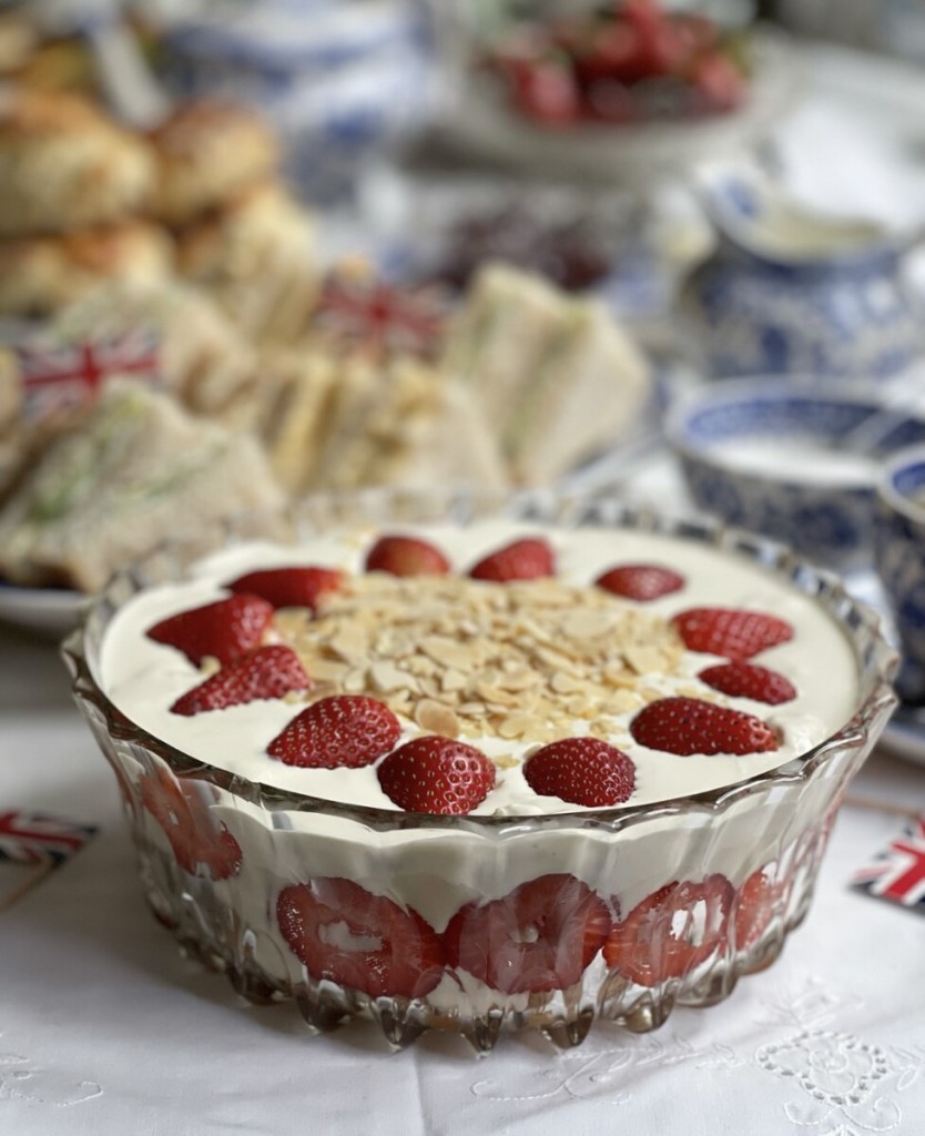 English Strawberries & Cream Coronation Trifle