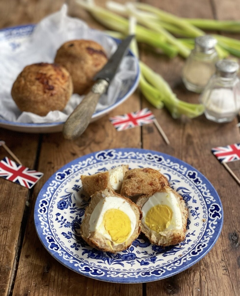 Air Fryer Coronation Chicken Scotch Eggs