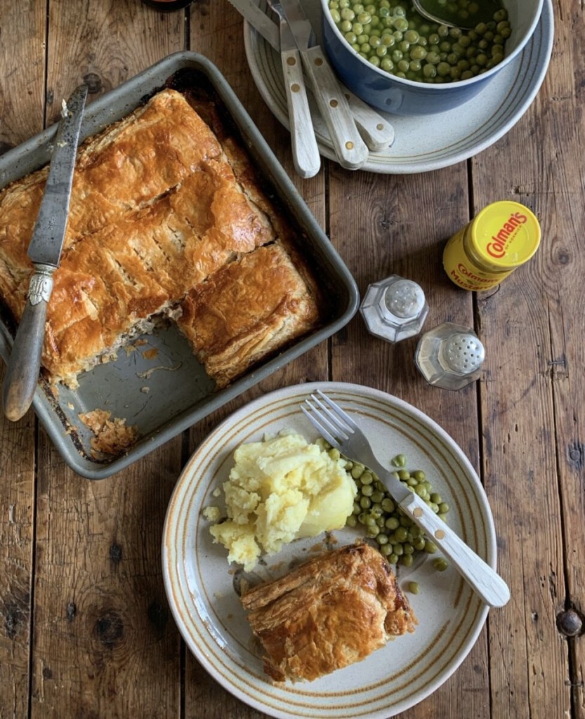 Sausage and Onion Puff Pastry Pie