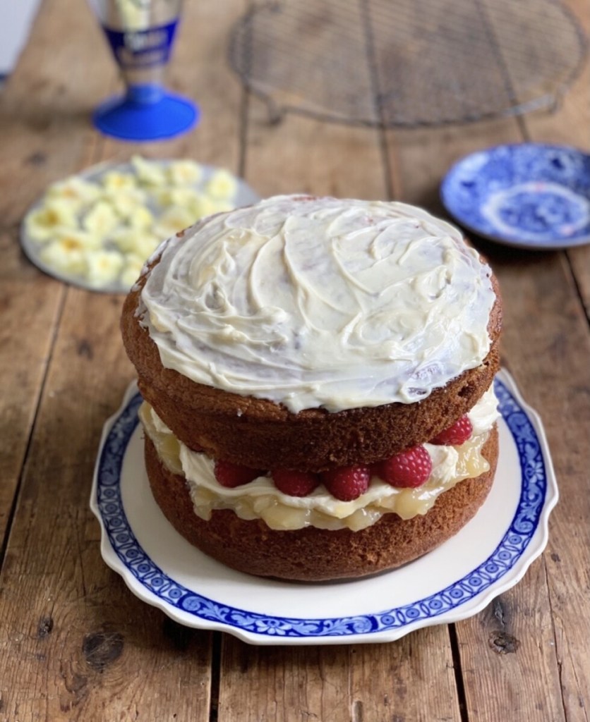 Lemon & Elderflower Cake with Raspberries