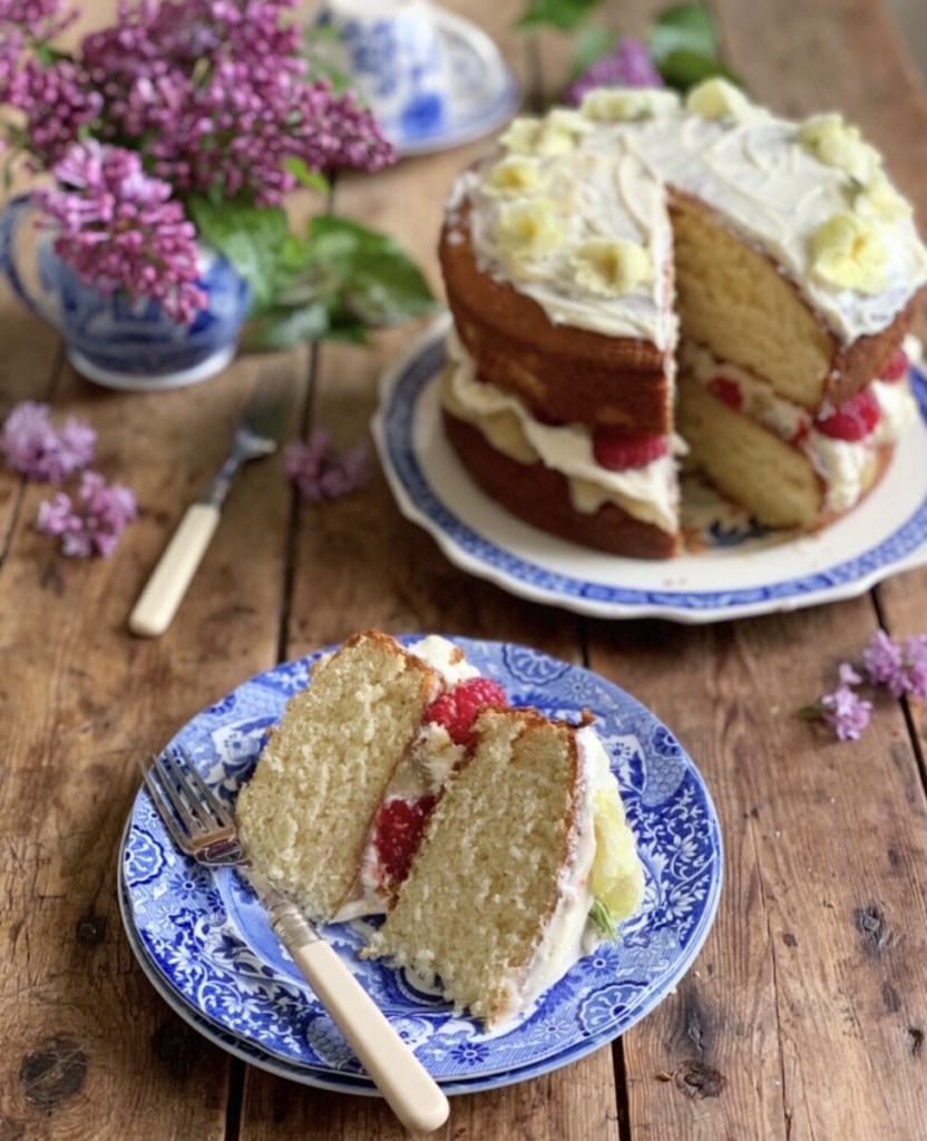 Lemon & Elderflower Cake with Raspberries