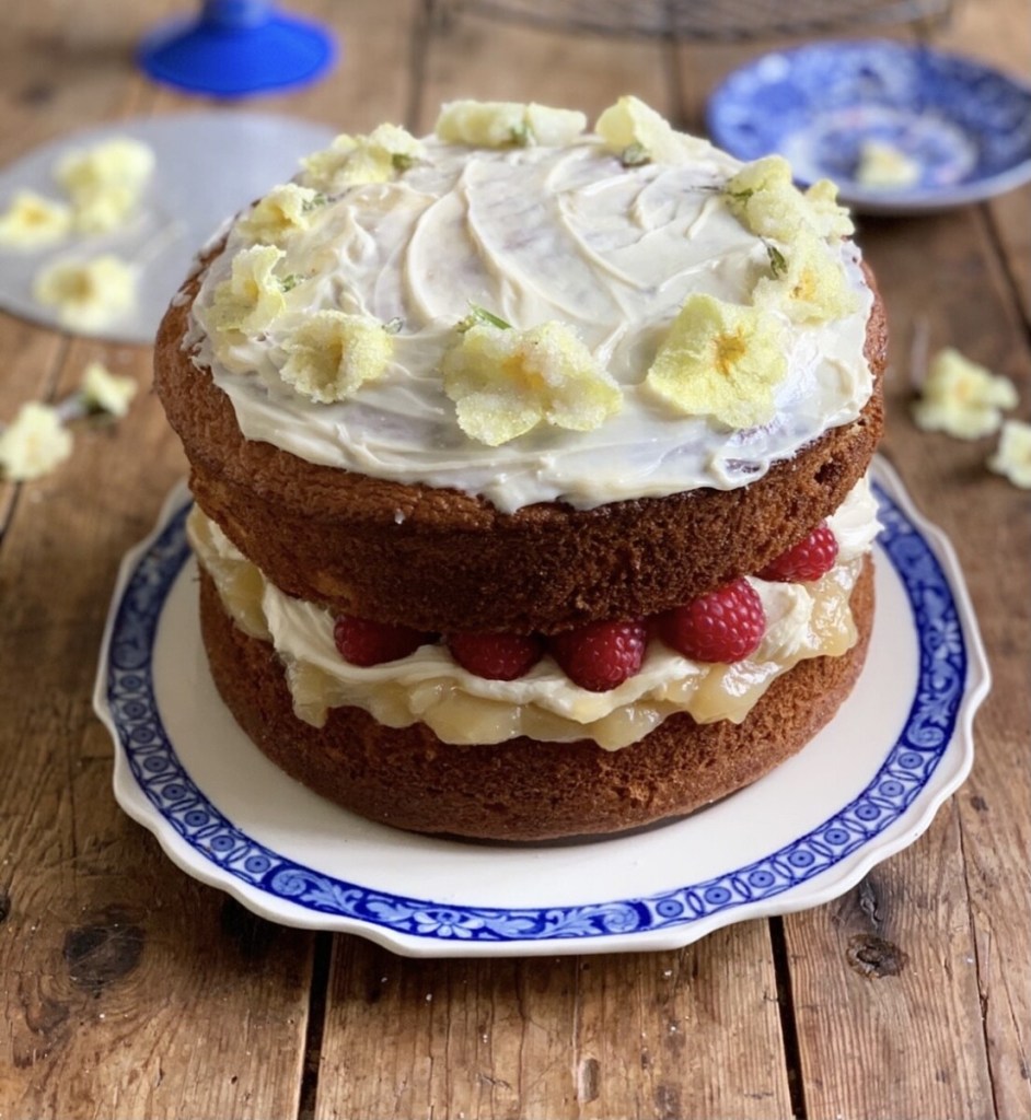 Lemon & Elderflower Cake with Raspberries