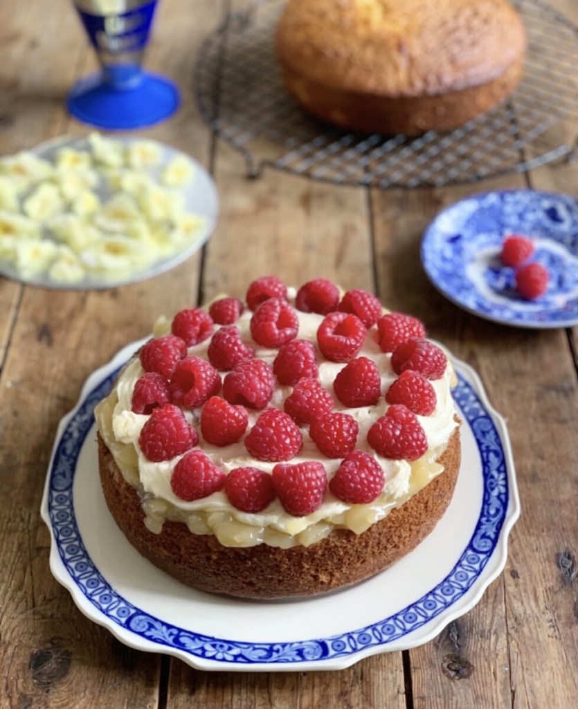 Lemon & Elderflower Cake with Raspberries