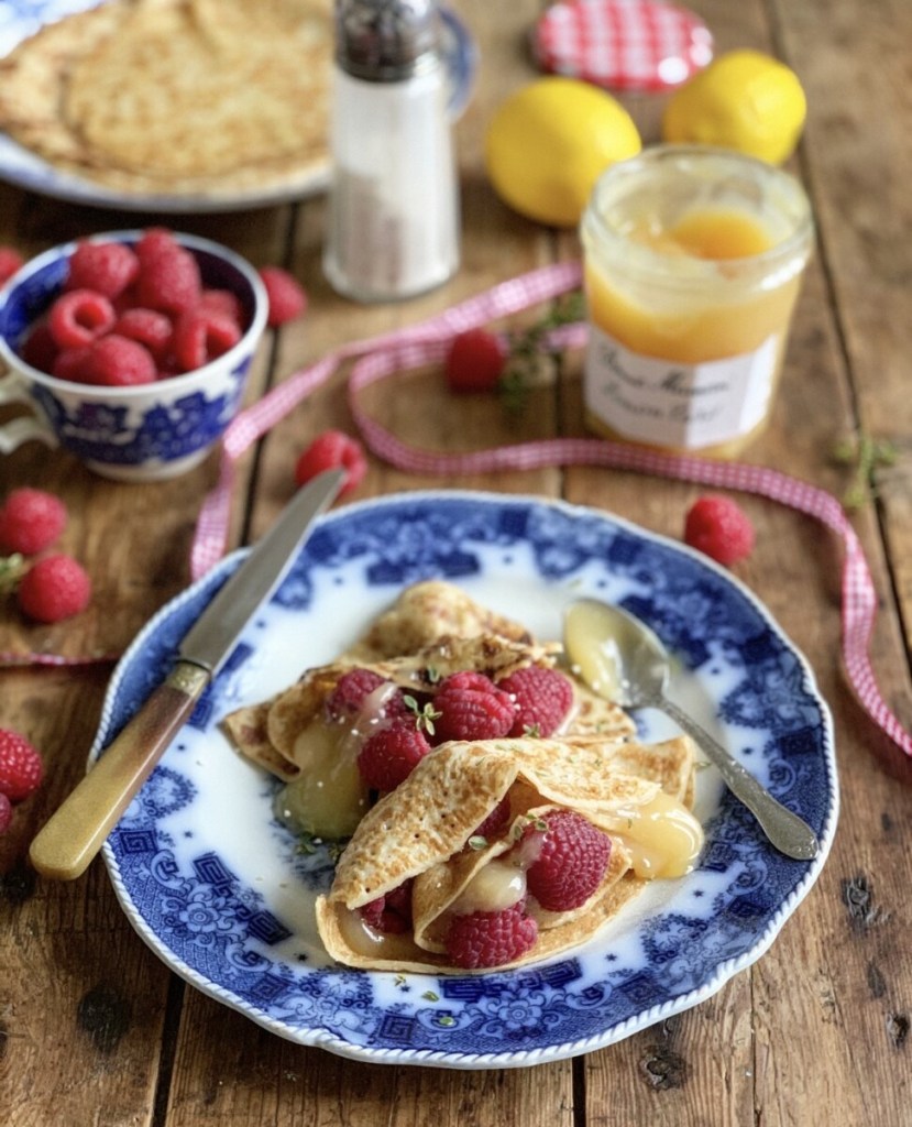 Lemon Curd & Raspberry Crêpes