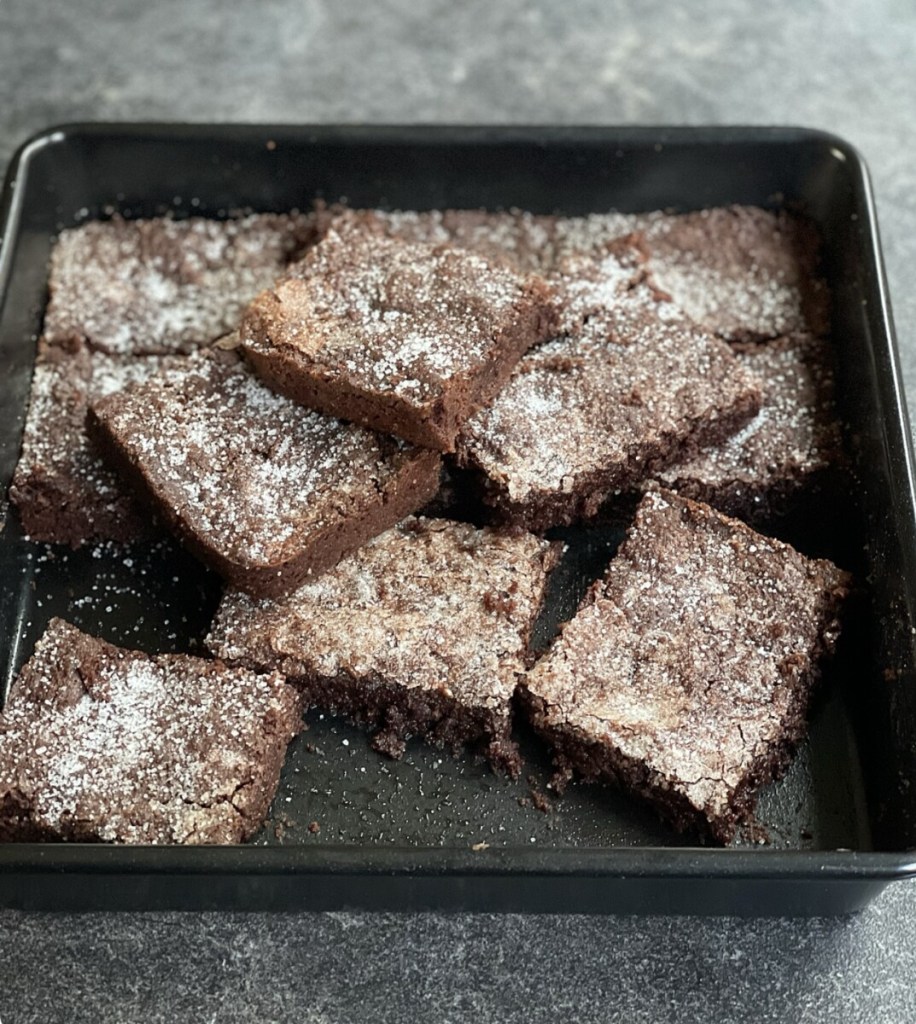 Today's recipe for School Dinners Chocolate Concrete (Chocolate Crunch), is a new “Old” recipe.

Yes, it’s the old school dinners pudding favourite, served with pink custard, which is actually pink blancmange.