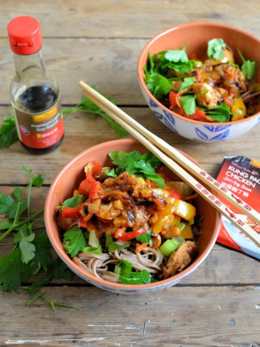 Kung Pao Stir-Fry Chicken and Noodle Bowls