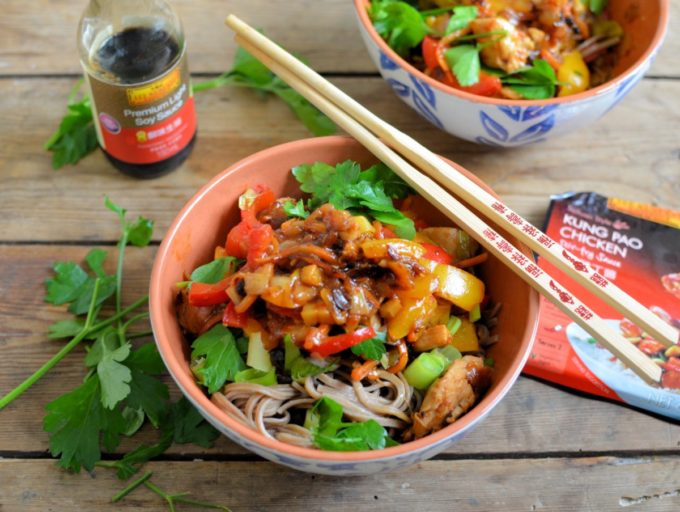 Kung Pao Stir-Fry Chicken and Noodle Bowls