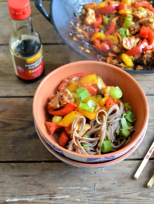 Kung Pao Stir-Fry Chicken and Noodle Bowls (