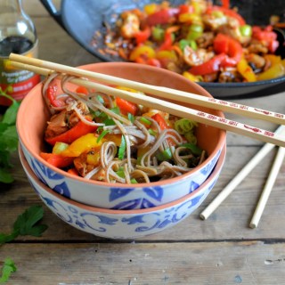 Kung Pao Stir-Fry Chicken and Noodle Bowls