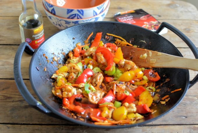 Kung Pao Stir-Fry Chicken and Noodle Bowls