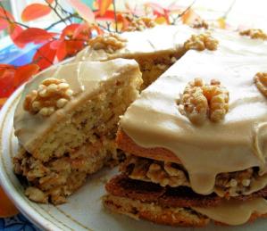 Maple Syrup & Walnut Layer Cake with Fudge Frosting