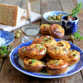 Mini Grana Padano Cheese Tarts with Olives & Sun Dried Tomatoes