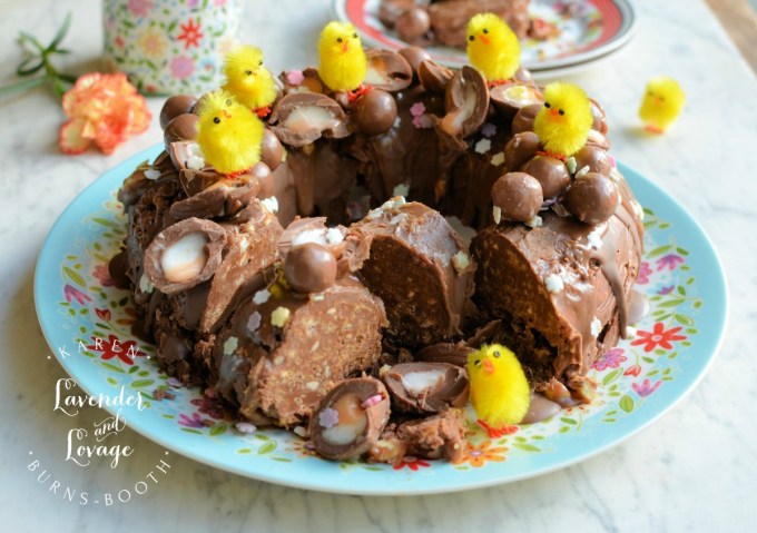 No Bake Creme Egg & Malteser Chocolate Tiffin Bundt Cake