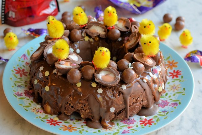 Creme Egg & Malteser Chocolate Tiffin Bundt Cake