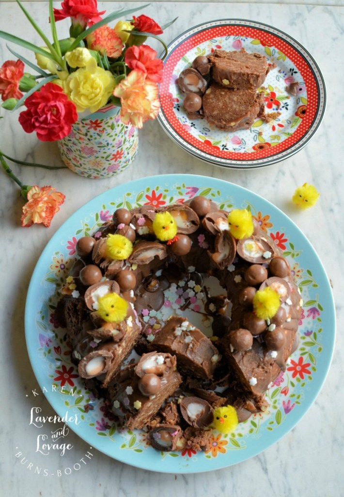 No Bake Creme Egg & Malteser Chocolate Tiffin Bundt Cake with The Caravan Trail