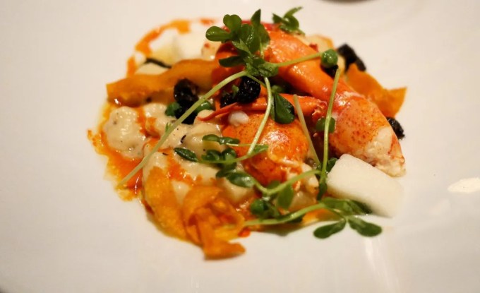 White Chocolate Poached Maine Lobster (with Black Truffle Gnocchi and Meyer Lemon Foam)