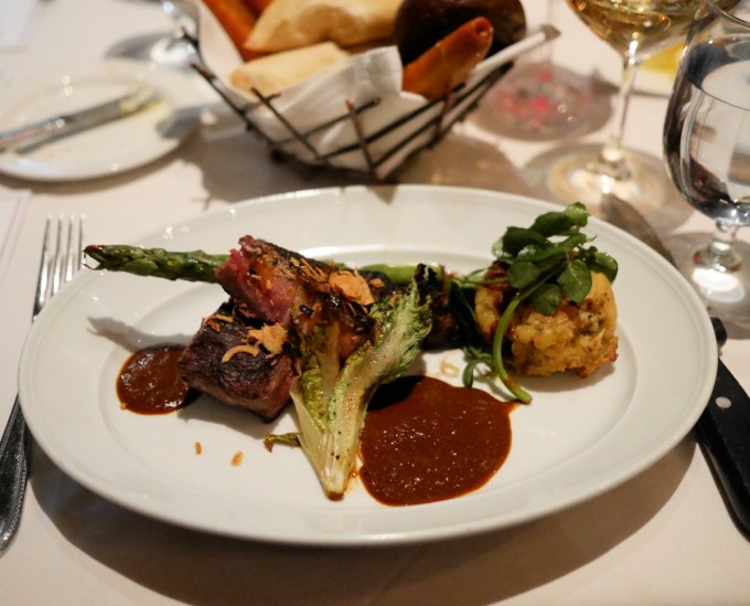 Dark Chocolate Rubbed New York Strip (with Foie Gras Bread Pudding and Chocolate Mole)