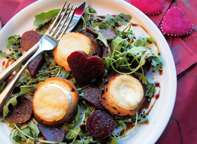 Hot Chèvre & Beetroot Salad with Chocolate & Vanilla Balsamic Drizzle