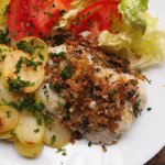 Lemon, Parmesan and Herb Crusted Hake