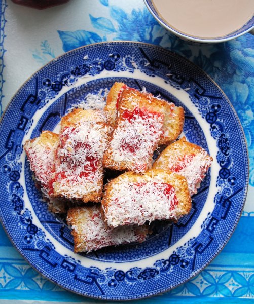 Rich Jam and Coconut Cake