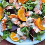 Clementine and Honey Roast Salmon Salad with Wasabi Dressing Recipe