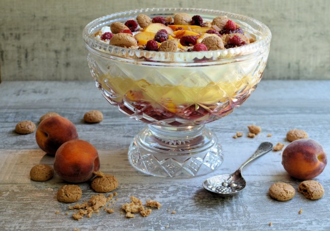 Peach Melba Sherry Trifle