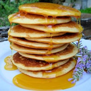 French Lavender Pancakes With Lavender Honey