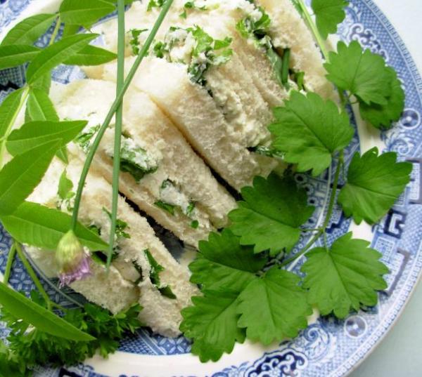 Herb Garden Tea Sandwiches with Cream Cheese