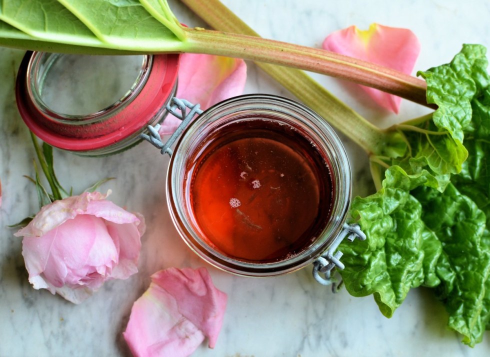 Rhubarb, Rose and Strawberry Syrup