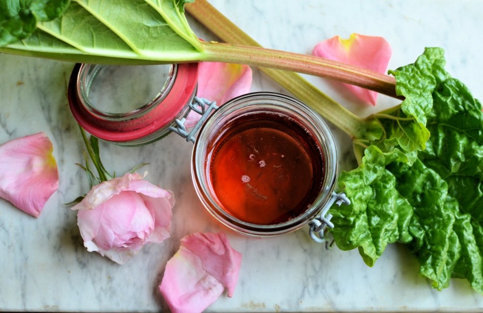 Rhubarb, Rose and Strawberry Syrup